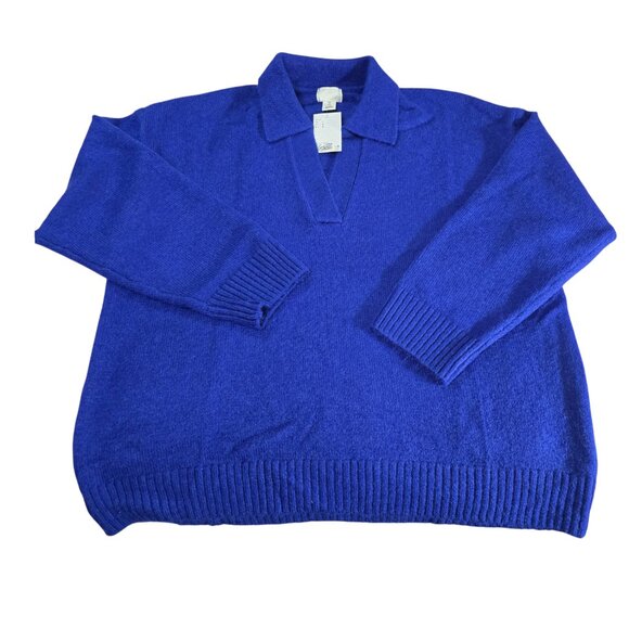 H&M Ladies Fine-knit Collared Sweater Blue Size Large NWT - Picture 7 of 8